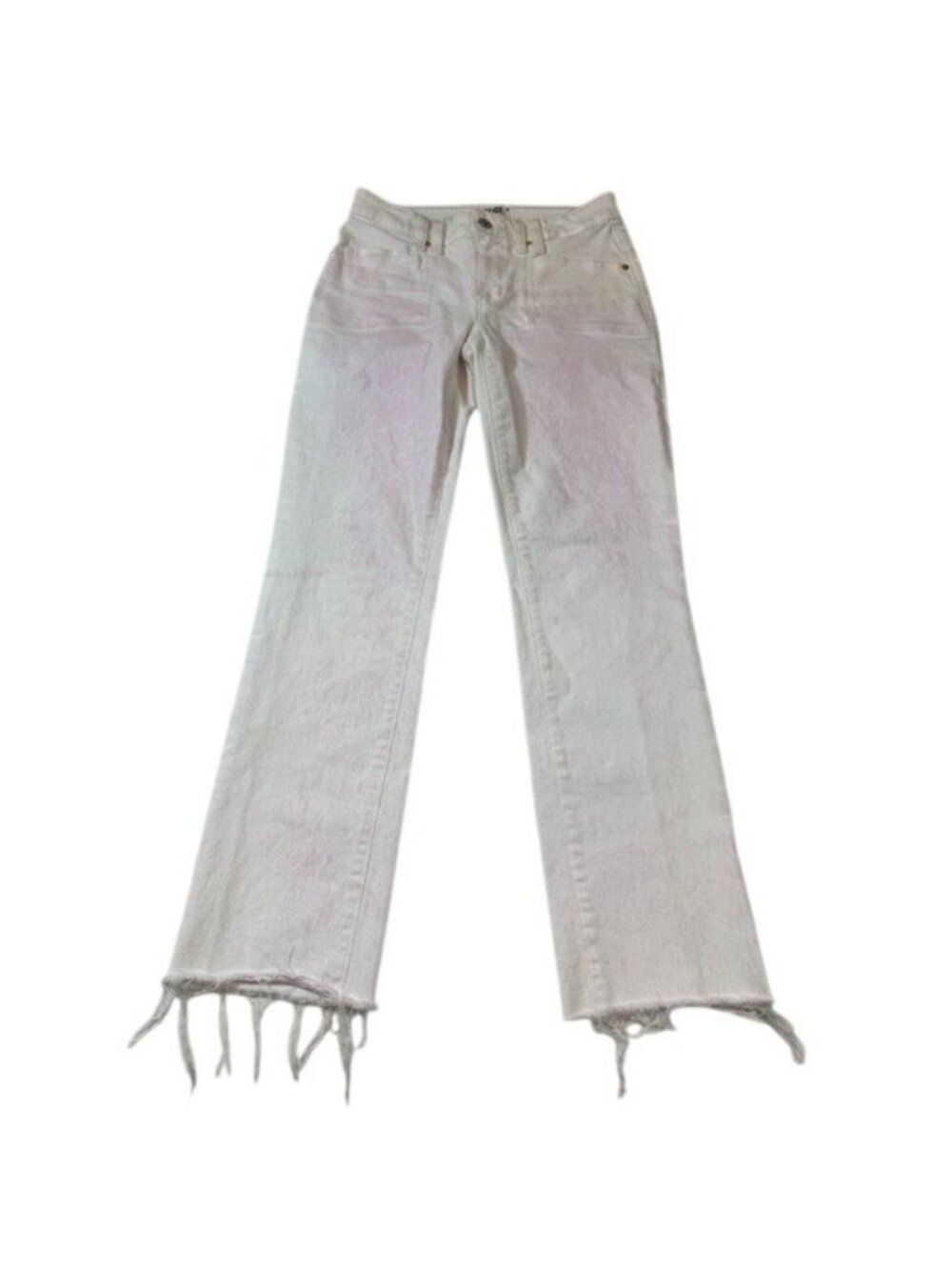 Paige Womens White Distressed "Amber" Jeans Sz 27 Splatter pink pattern (V986)